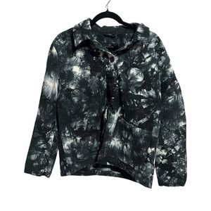 Empyre Denim Button Down Jacket Black & White Auden Tie Dye